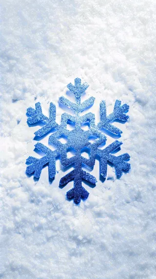 冬季白雪地里的蓝色雪花寒冷大寒小雪大雪摄影图