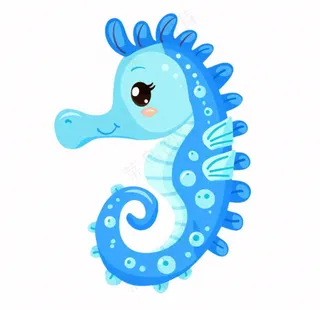 海马海洋动物卡通插画免抠