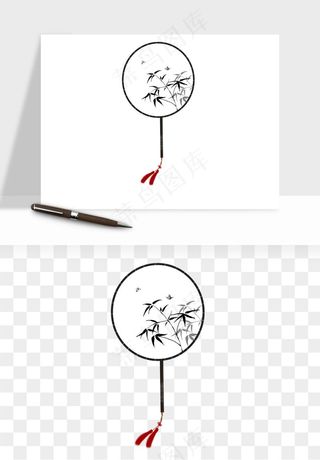 古风扇子元素png免抠