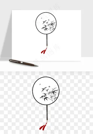 古风扇子元素png免抠