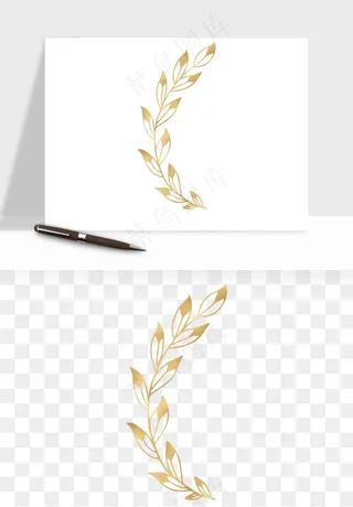 金色植物花环边框png免抠