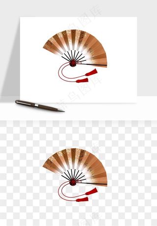 古风扇子元素png免抠