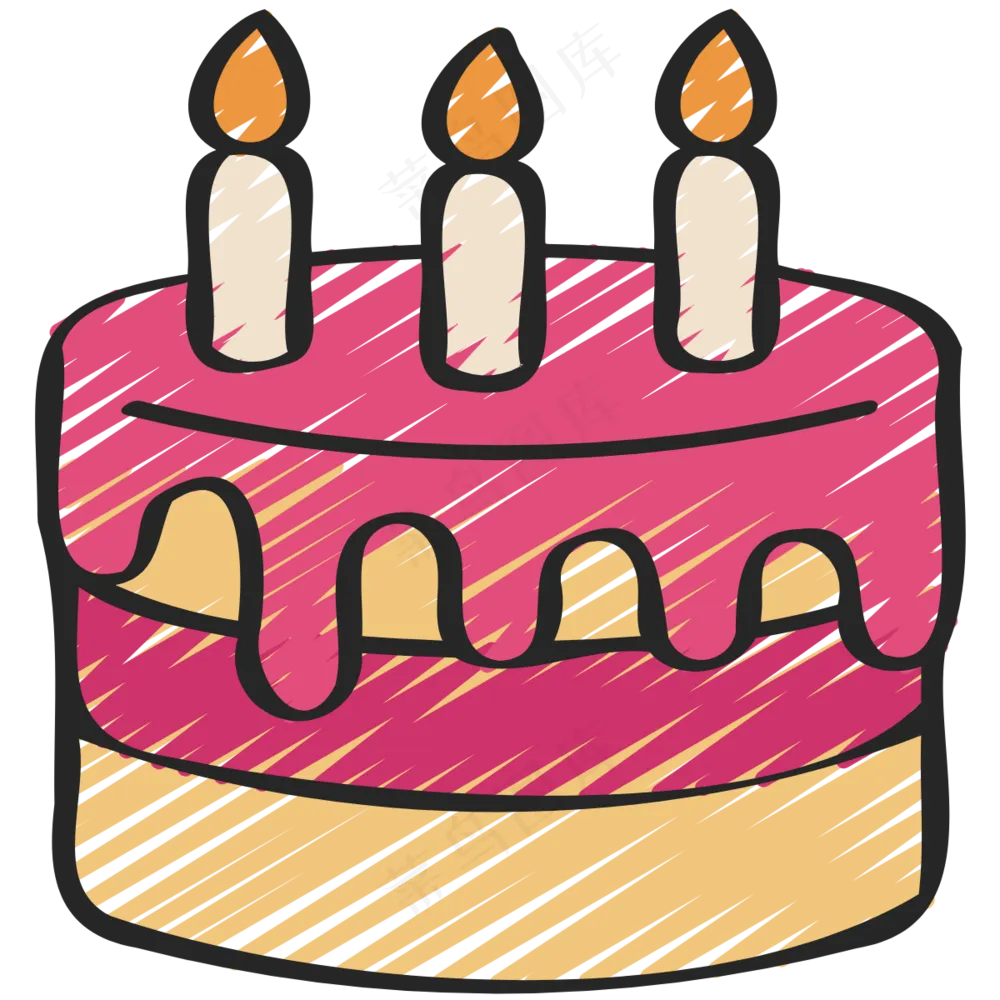 生日蛋糕 铅笔手绘图标icon
