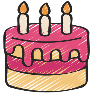 生日蛋糕 铅笔手绘图标icon