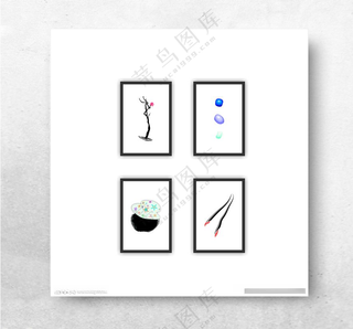 现代简约室内装饰挂画竖装裱