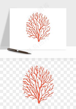 卡通珊瑚海底植物png免抠