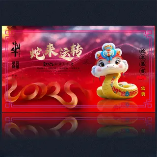 2025新年蛇年2025蛇年春节海报