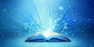 翻开的书本知识海洋阅读教师节蓝色背景