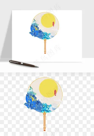 古风扇子元素png免抠