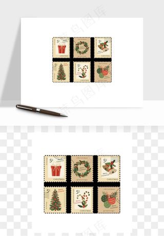 邮票复古手绘矢量