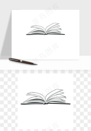 手绘书本打开书籍矢量png免抠