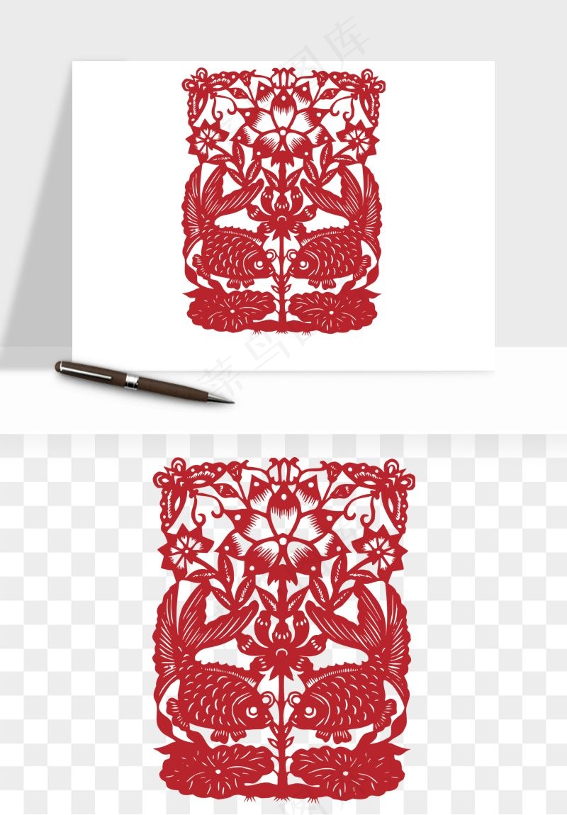 传统窗花剪纸图案png免抠