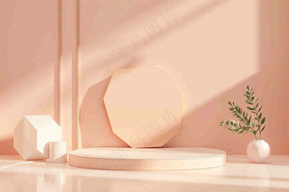 电商促销简约立体几何海报背景电商C4D展台背景