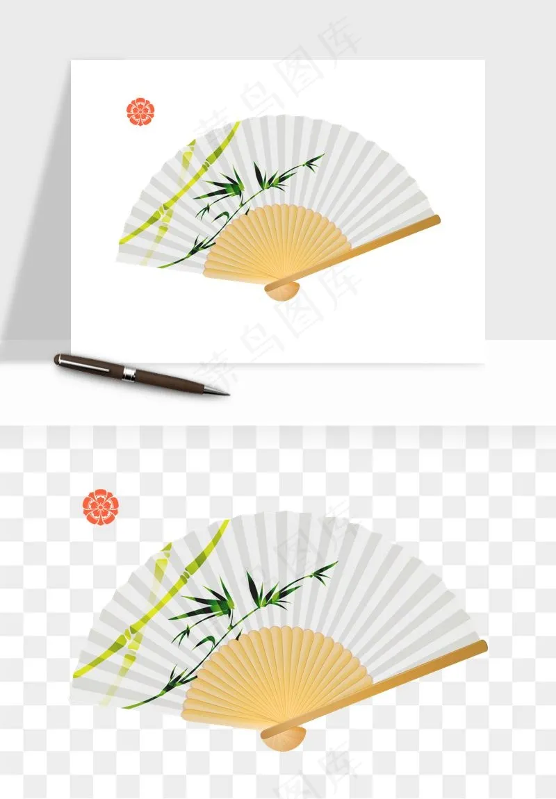 古风扇子元素png免抠