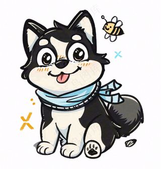 小狗宠物动物卡通插画免抠