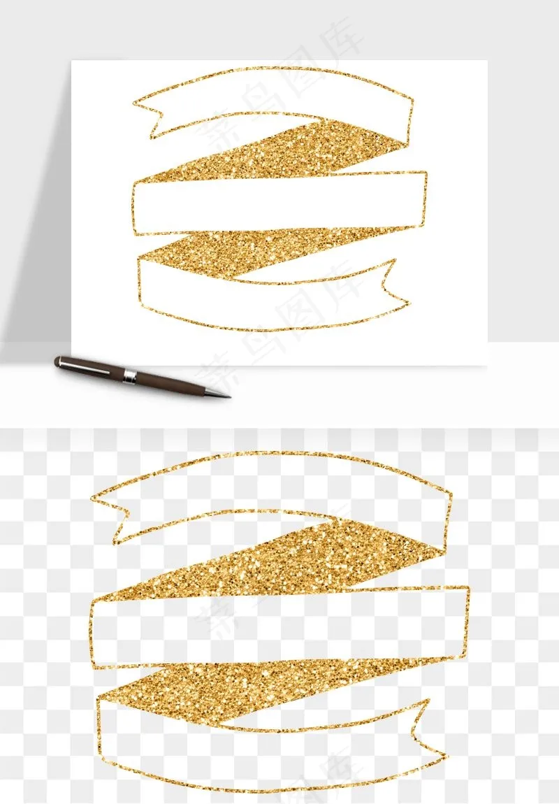 金色植物花环边框png免抠