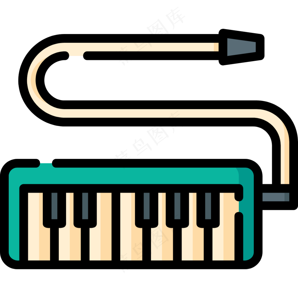 口风琴 melodica 乐器 线性彩色图标