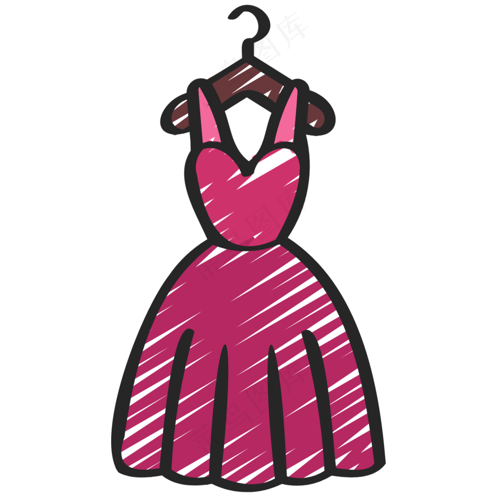 粉色礼服裙子 铅笔手绘图标icon