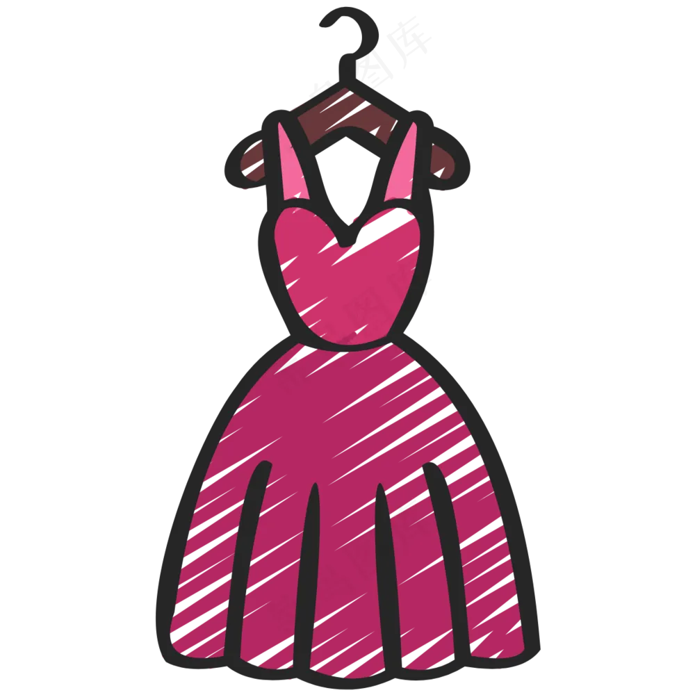 粉色礼服裙子 铅笔手绘图标icon