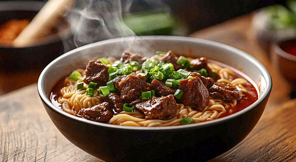红烧牛肉面粉美食面食摄影图