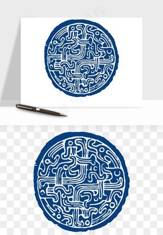 青花瓷花纹花卉图案png免抠