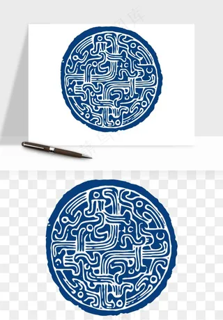 青花瓷花纹花卉图案png免抠