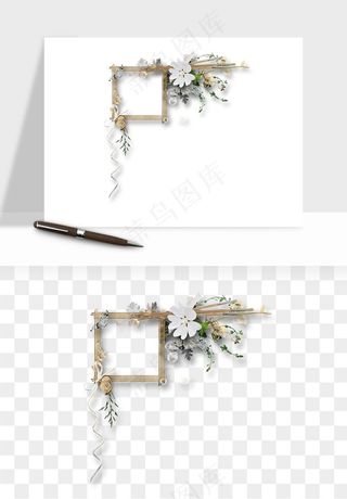 复古花卉相框欧式png免抠