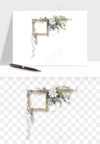 复古花卉相框欧式png免抠