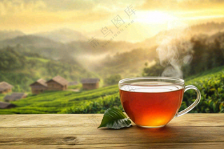 红茶茶叶茶园品茶风景摄影图