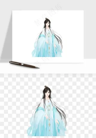 古风美人女子背影png免抠