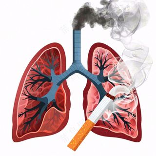 吸烟有害健康烟雾肺肝脏创意插画免抠
