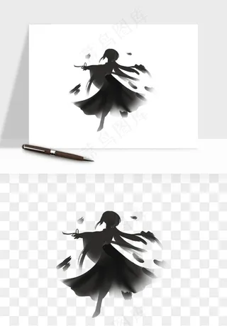 水墨江湖侠客武侠剪影png免抠