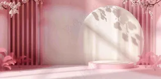 美妆护肤3d展台清新背景