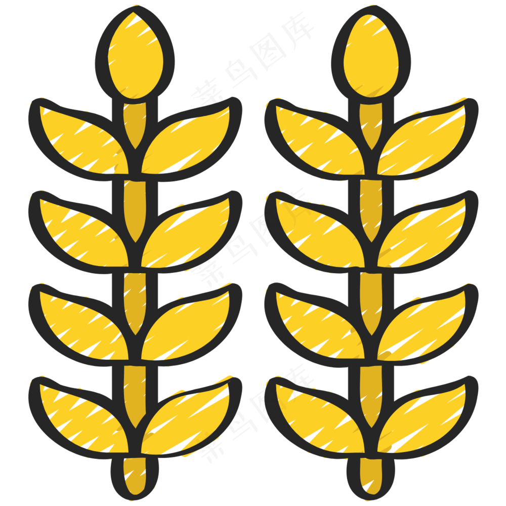 黄色小麦 铅笔手绘图标icon
