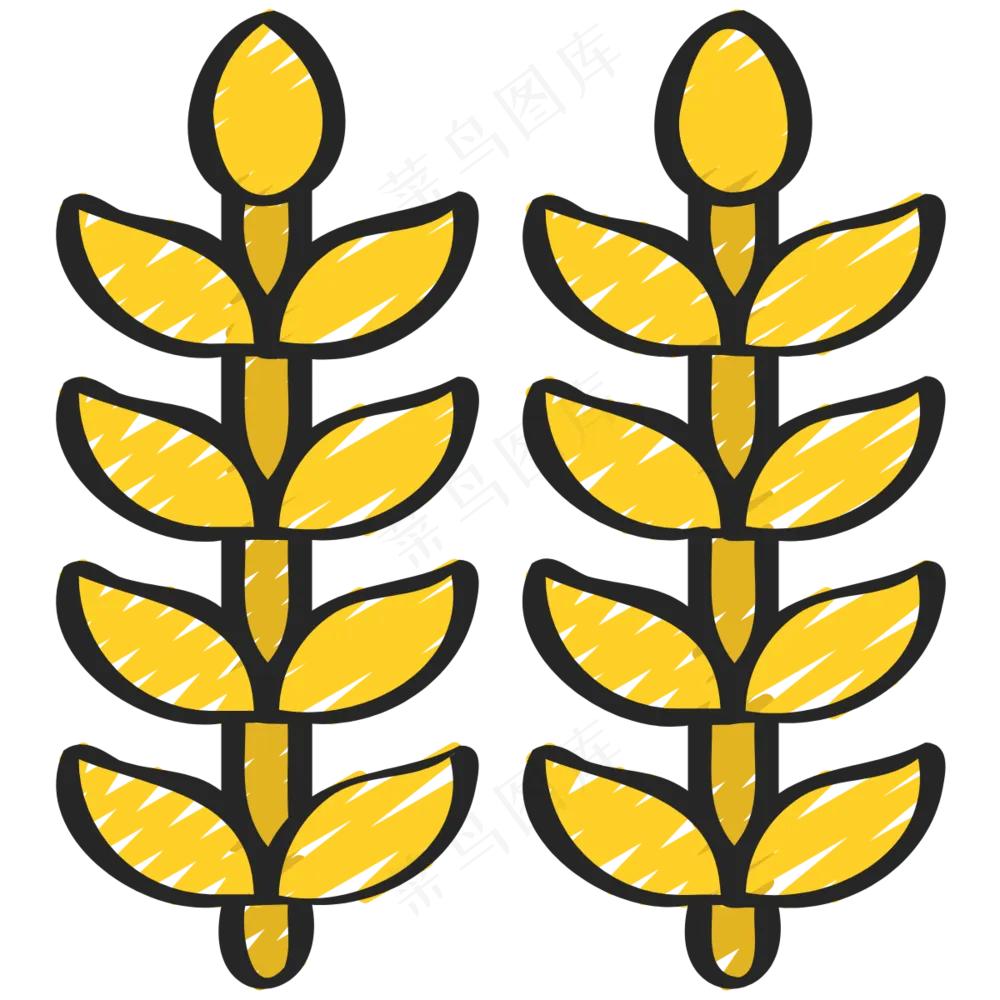 黄色小麦 铅笔手绘图标icon