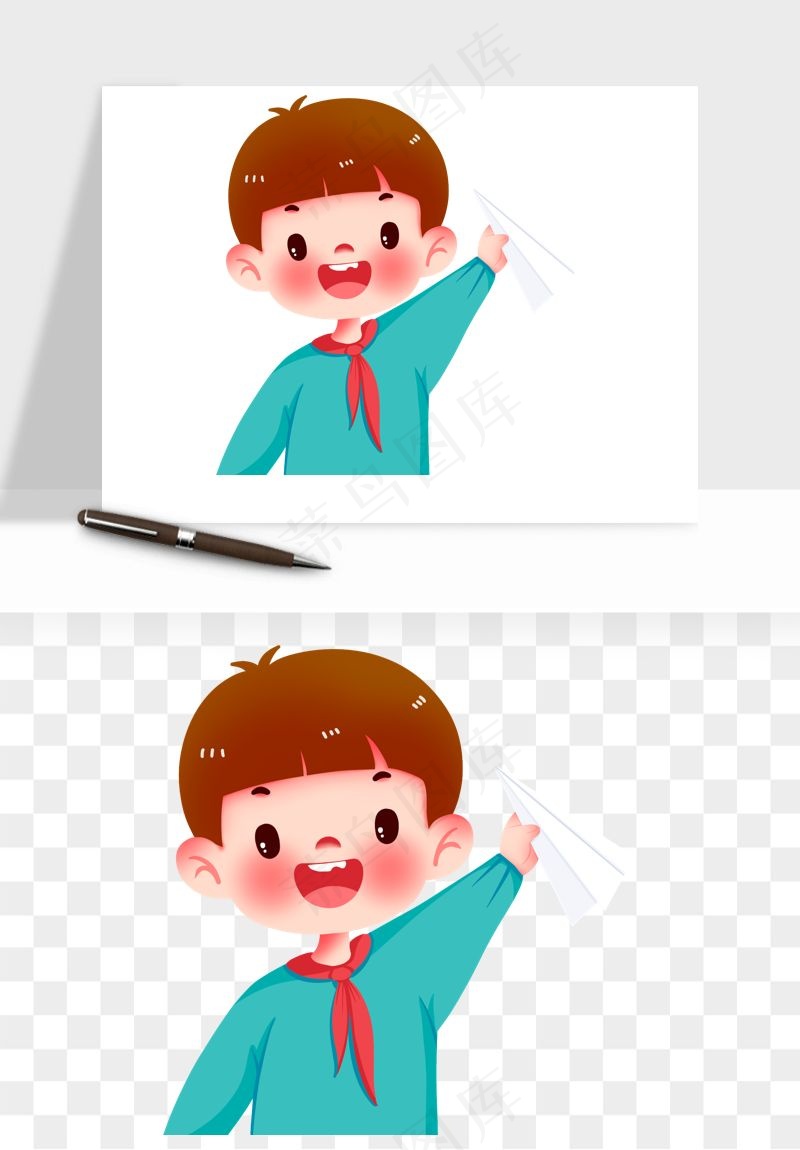 手绘儿童小孩玩耍png免抠