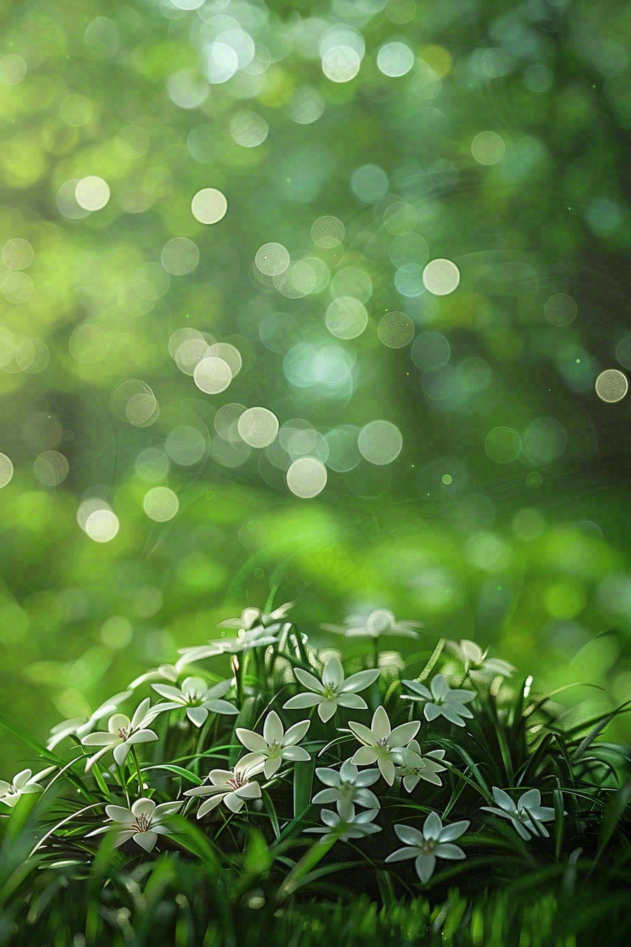 春夏草坪白色小花野花立夏惊蛰摄影图