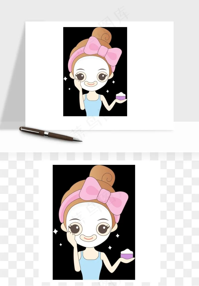 手绘面部人物护肤矢量