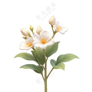 白色花朵含苞待放