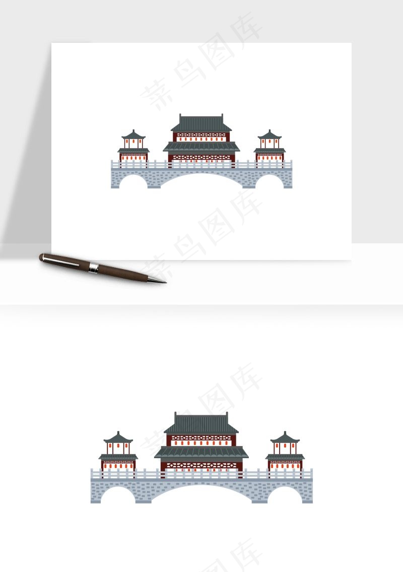 国潮风古建筑古楼古塔鼓楼ai,png免抠图