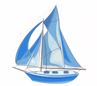 海上帆船交通工具卡通插画免抠
