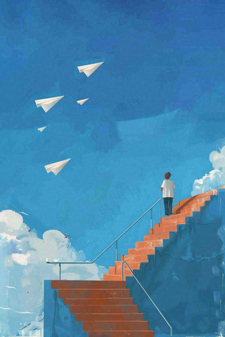 学生毕业季考试青春插画背景