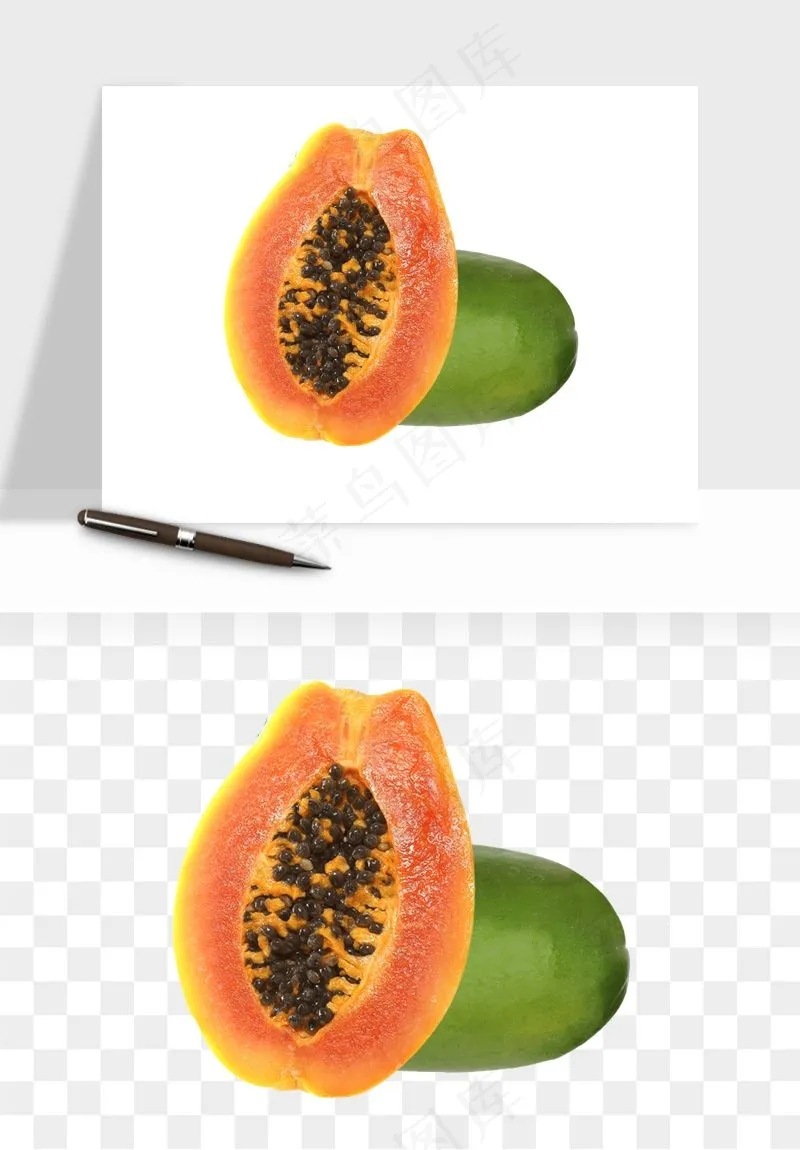 木瓜水果png免抠