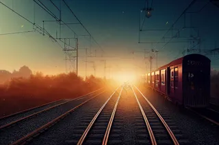 清晨日出铁轨火车