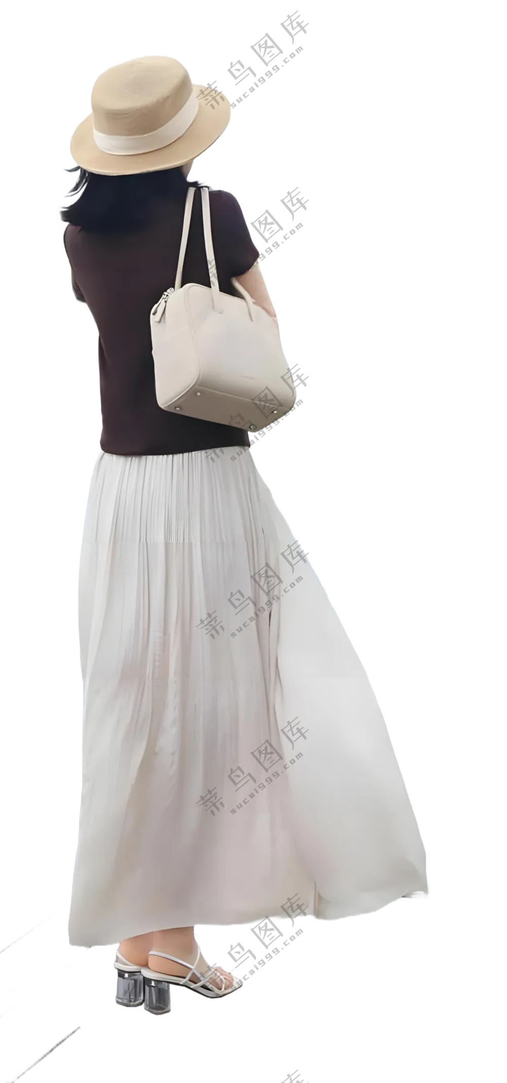 免抠时尚戴帽行走人物背影