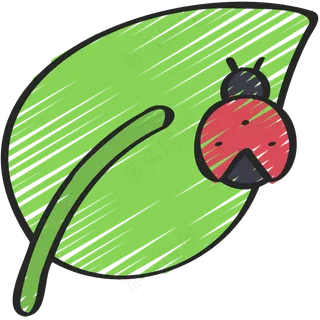 七星瓢虫趴在叶子上 铅笔手绘图标icon