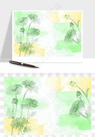 水彩花卉手绘矢量背景