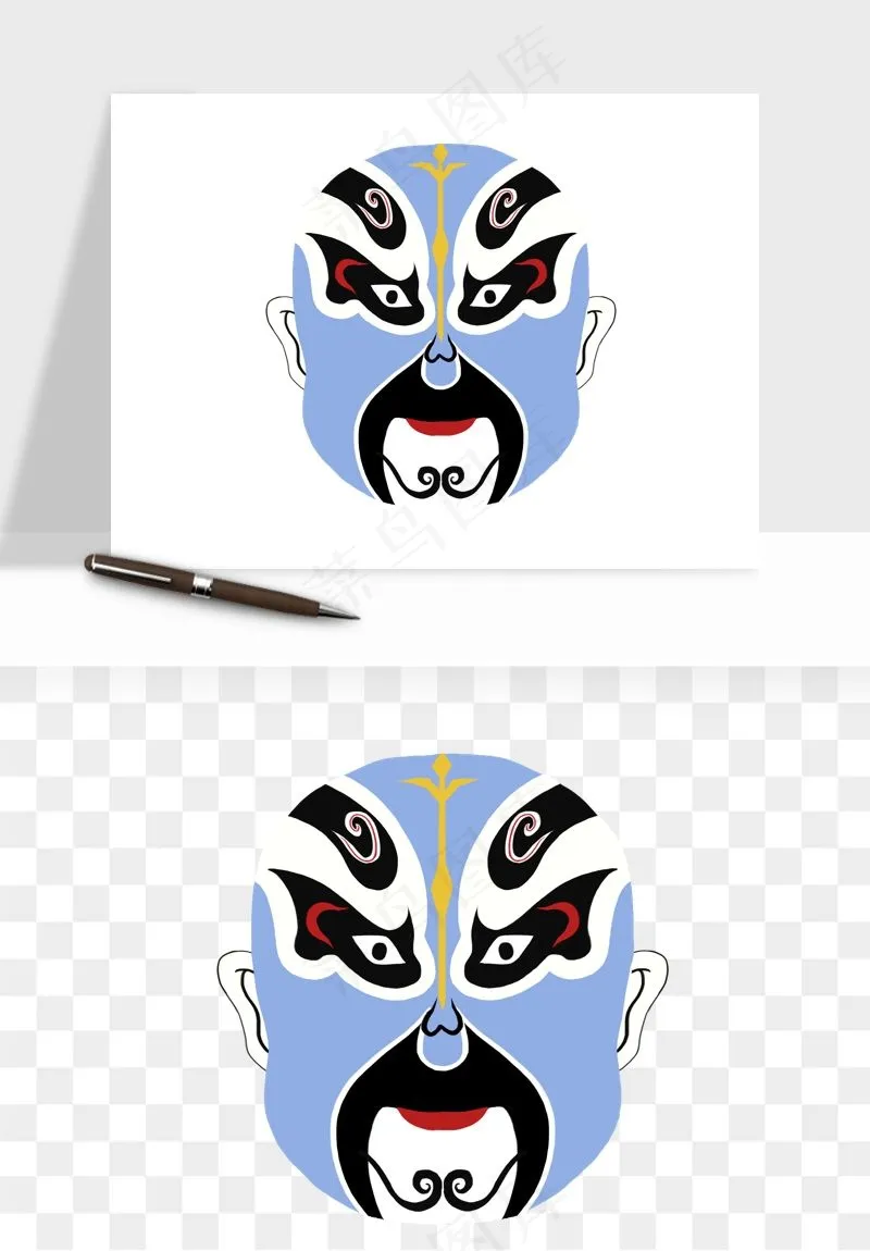 手绘戏剧脸谱卡通面具png免抠