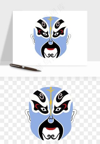手绘戏剧脸谱卡通面具png免抠