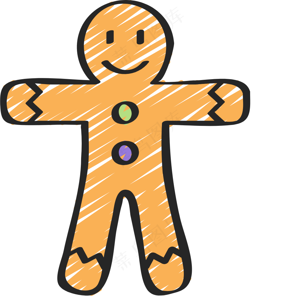 可爱姜饼人 铅笔手绘图标icon